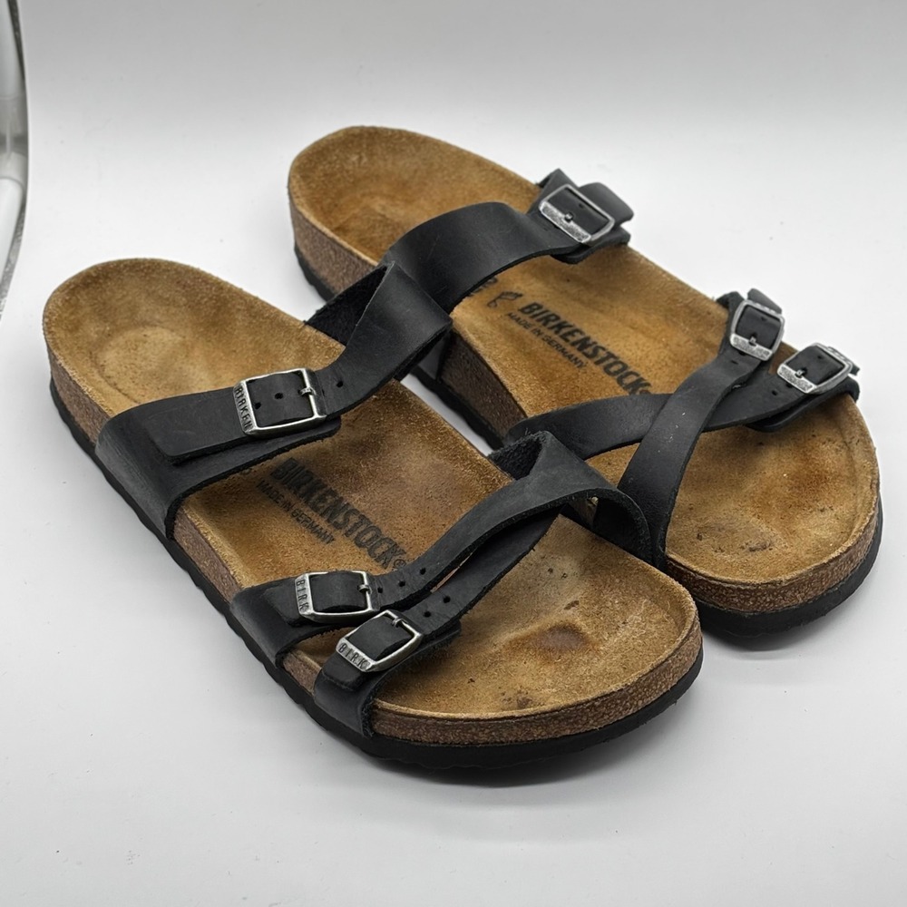 Birkenstock Franca Leather Black Matte Sandals EU 42 Women 11-11.5 Comfort Boho